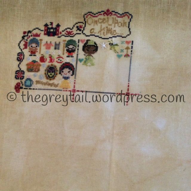 WIP - The Frosted Pumpkin Stitchery Once Upon a Time - The Frog Prince (block 2)